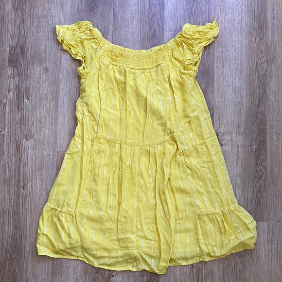 Target Art Class girls ruffle silver stripe marigold golden dress - Picture 1 of 2